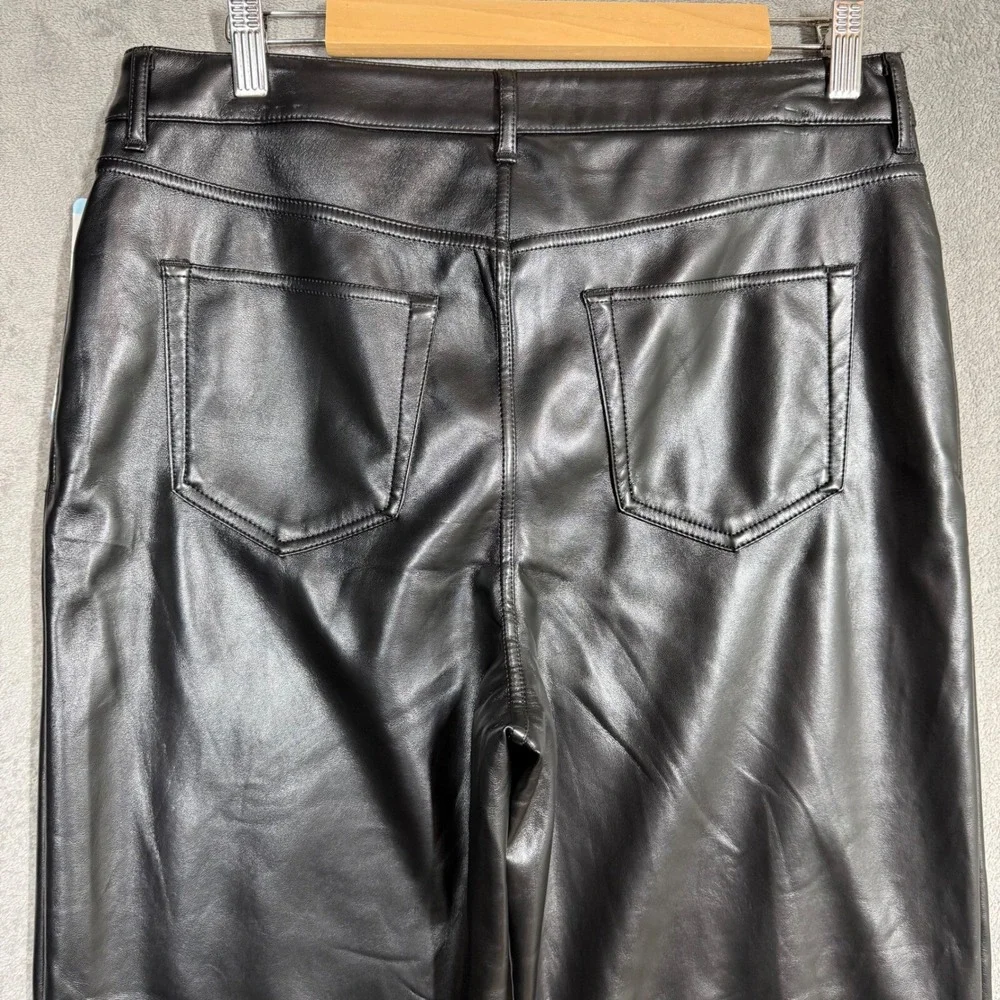 Joie Womens 10 Black Vegan Leather Pants High Rise Straight Leg Lined NWT